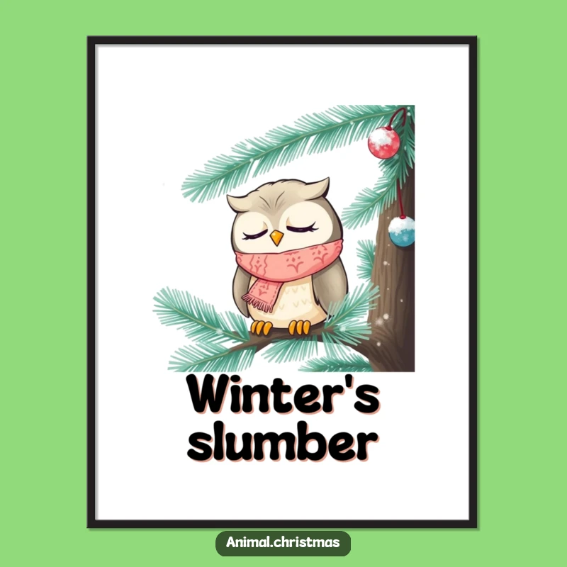 Funny Sleepy Owl Digital Art - Instant Cozy Wall Decor