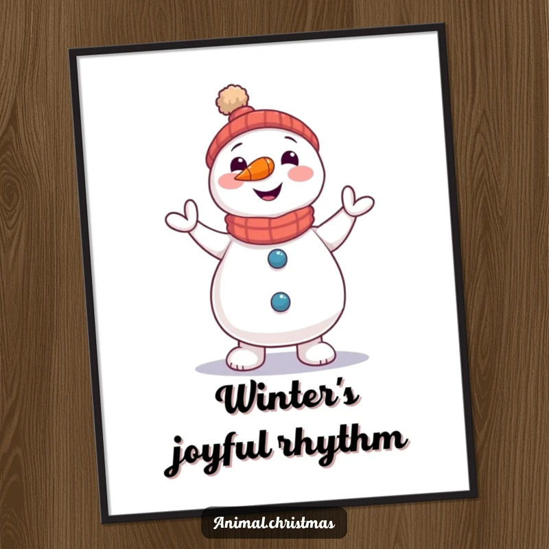 Funny Snowman Jig Digital Art: A snowman with a carrot nose doing a little jig, perfect for instant decor.