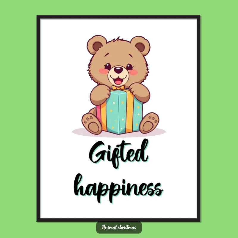 Funny Bear Cub Gift Digital Art: Instant Joyful Excitement for Your Walls