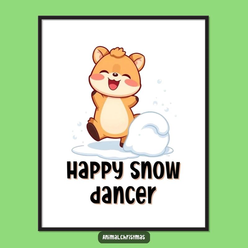 Funny Snow Kicking Animal Digital Art Print: Instant Winter Energy for Your Walls, a Perfect Gift!