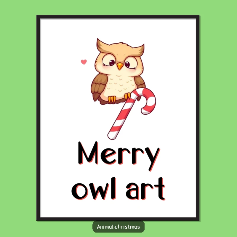 Funny Owl Candy Cane Digital Art: Merry Hooting Decor, Funny Gift