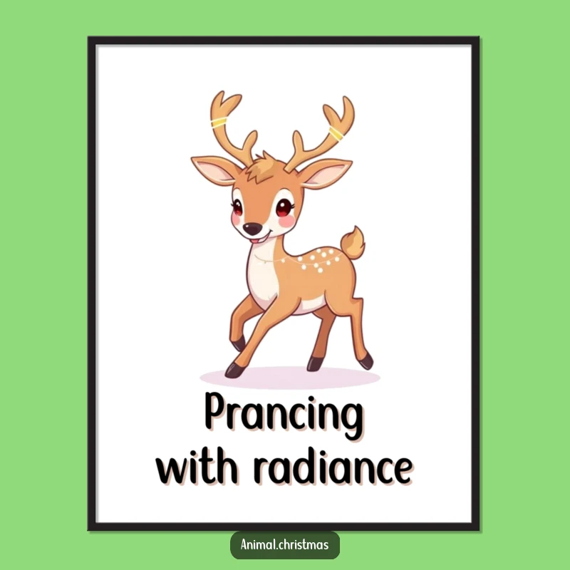 Funny Deer Christmas Digital Art: Twinkling Lights Antlers, Instant Festive Decor Gift