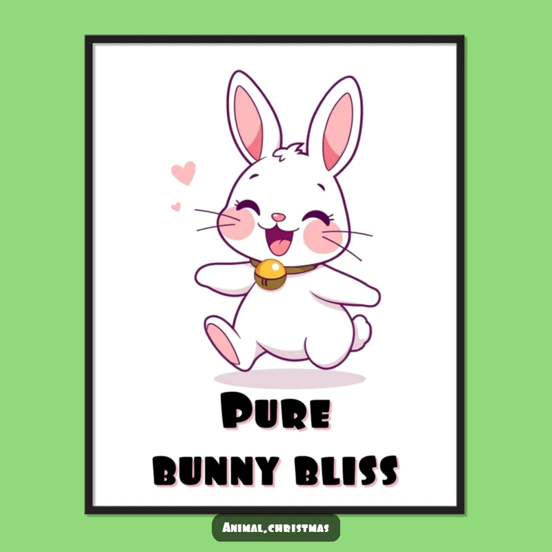 Funny Digital Art Excited Bunny Jingle Bells Holiday Decor