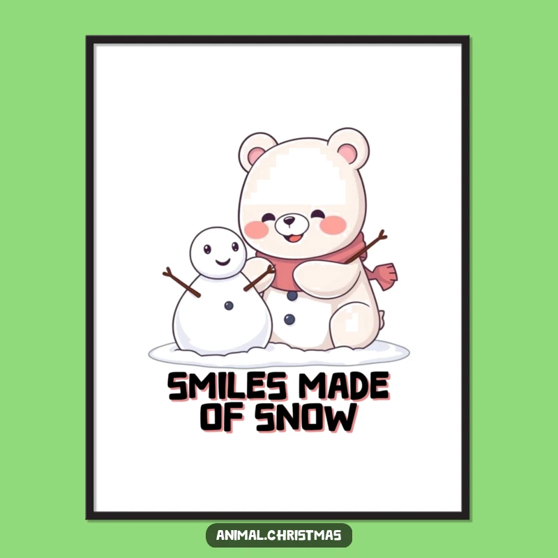 Funny Kawaii Bear Snowman Digital Art: Instant Winter Happiness Download