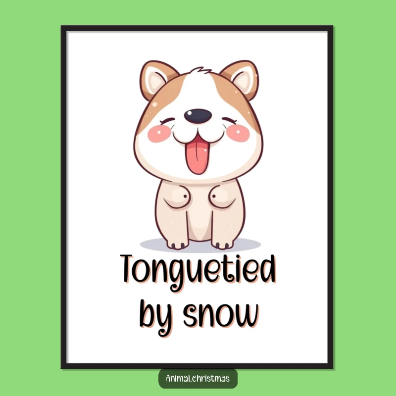 Funny Snow Catching Animal Digital Art Print: Instant Winter Magic for Your Walls, a Perfect Gift!