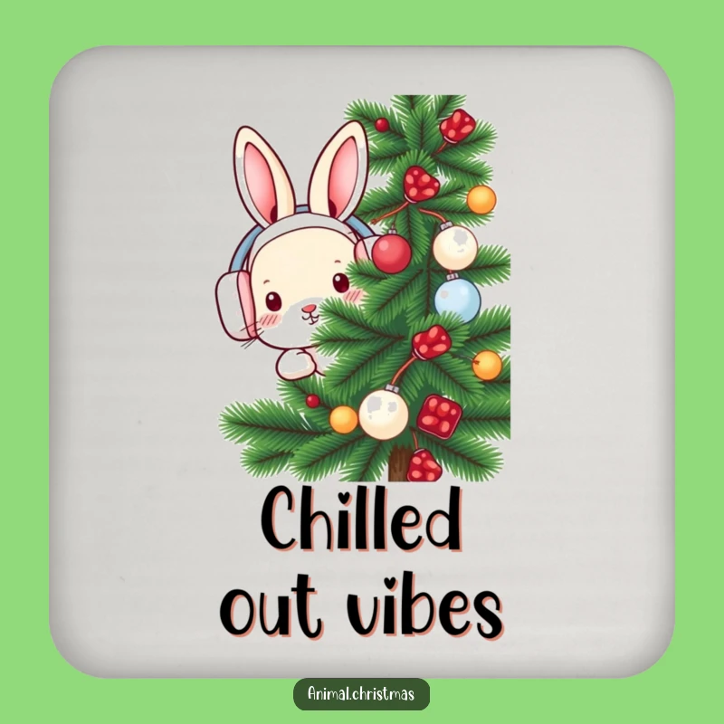 Funny Rabbit Earmuffs Drink Coaster - Protect Surfaces with Cute Winter Charm