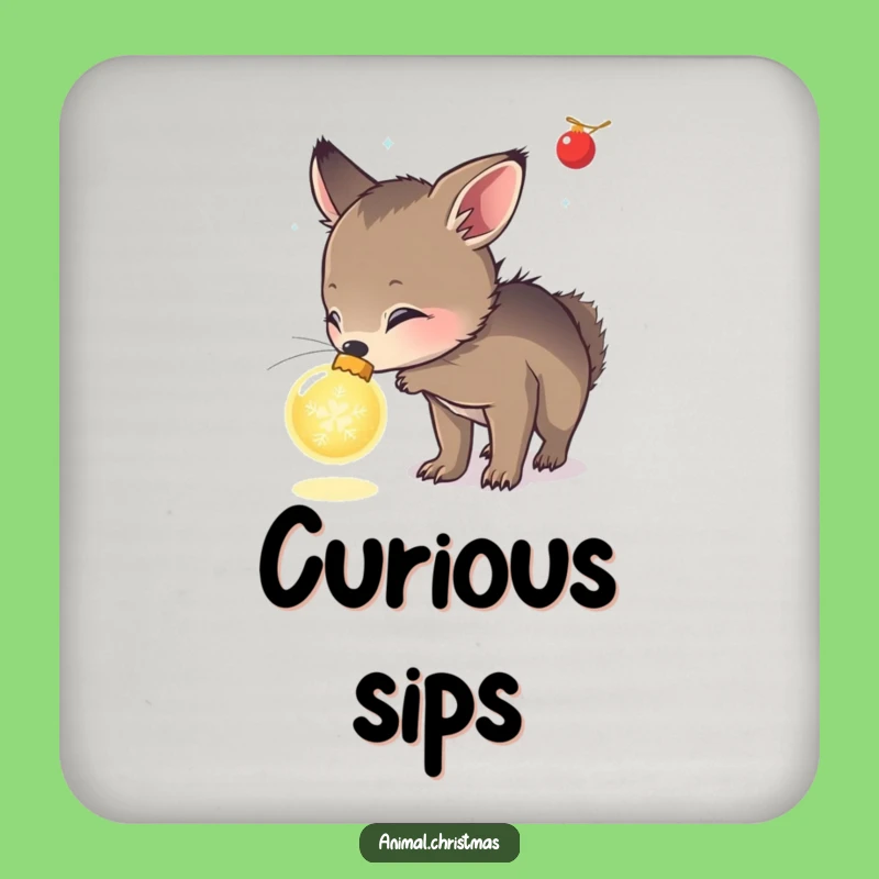 Funny Curious Animal Ornament Coaster Set, Festive Discovery Decor