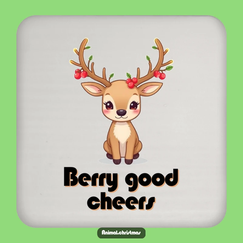 Festive Deer Antlers Coaster: Glowing Berries Protection, Funny Gift