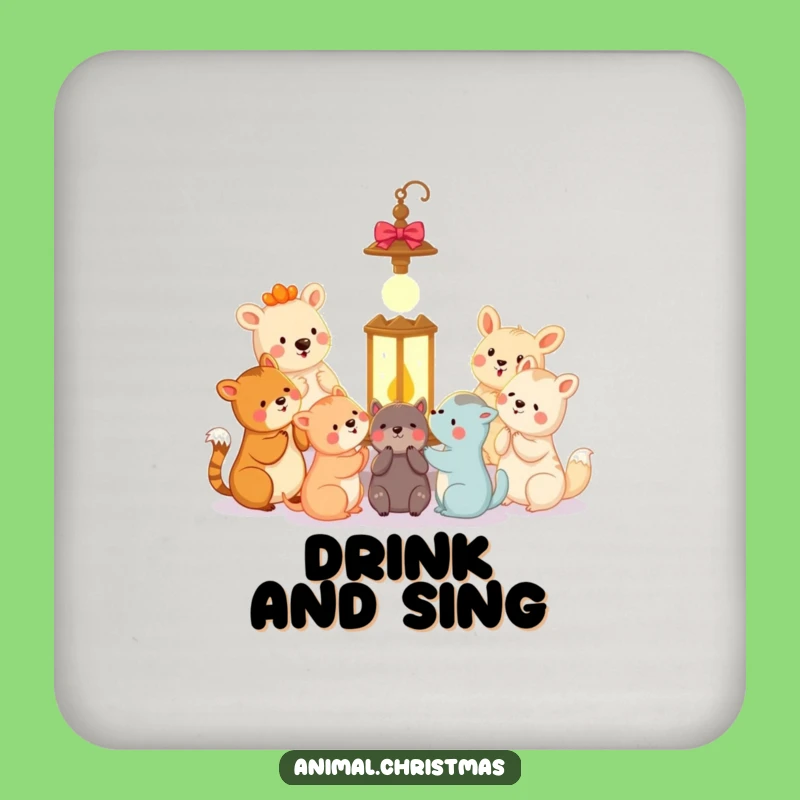 Funny Animal Carolers Drink Coaster - Protect Surfaces with Festive Charm