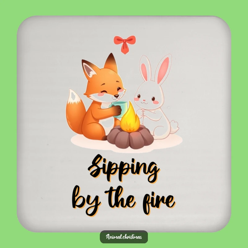 Funny Fox & Rabbit Cozy Drink Coaster - Protect Surfaces with Warm Charm