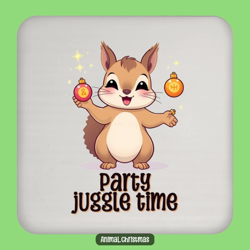 Funny Squirrel Juggling Coasters: Festive Ornament Protection, Hilarious Design, Perfect Gift