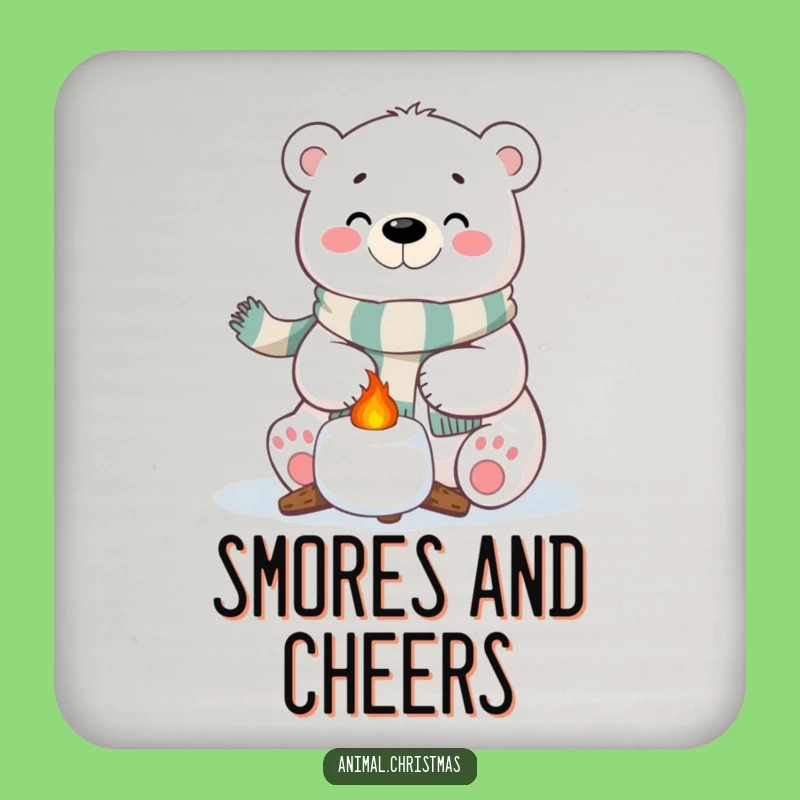 Funny Polar Bear Coasters - Festive Marshmallow Roasting Protection