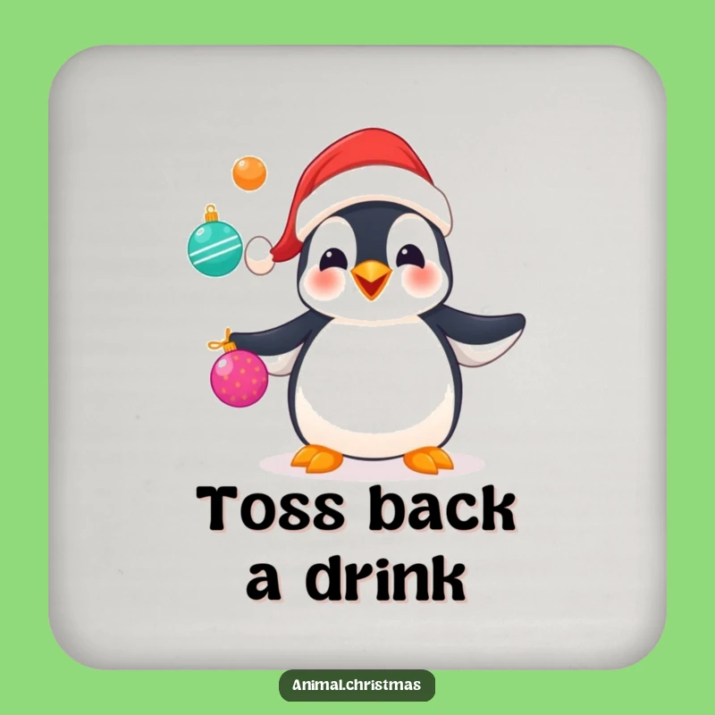 Funny Penguin Juggling Coasters: Protect Your Surfaces with Holiday Whimsy