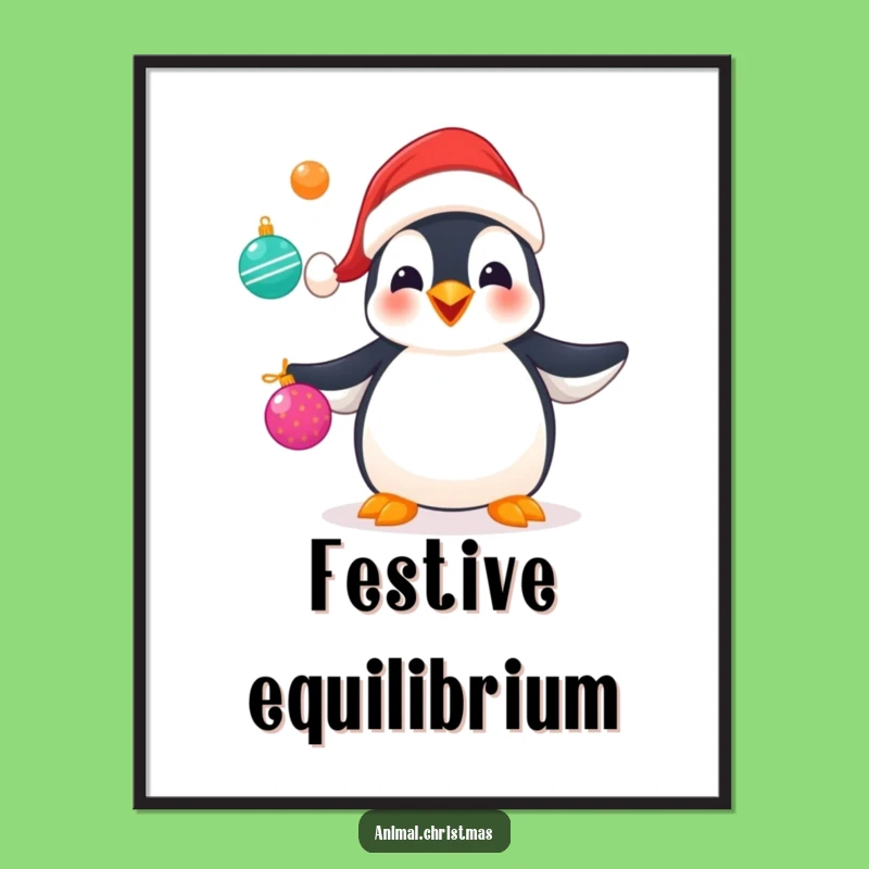 Funny Penguin Juggling Poster: Add Whimsy and Humor to Your Holiday Decor