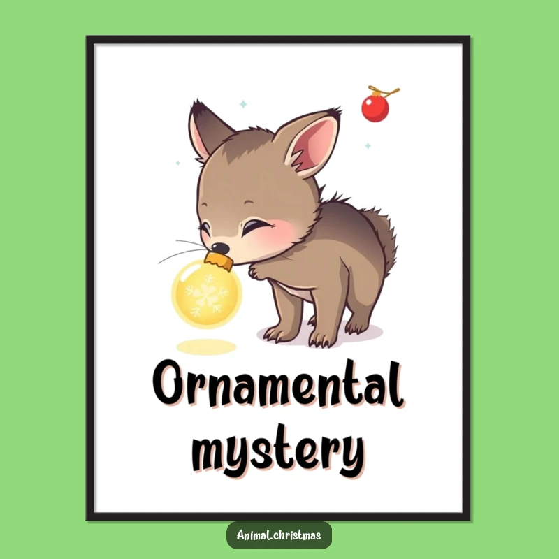 Funny Curious Animal Ornament Poster, Festive Wonder Wall Art