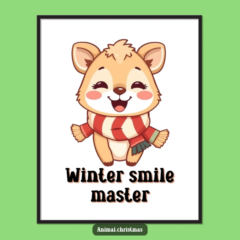 Funny Festive Animal Scarf Poster: Joyful Wall Art, a Perfect Comical Decor Gift!