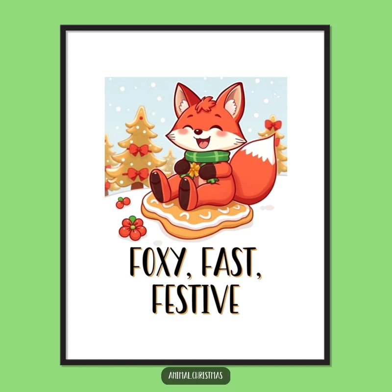 Funny Fox Gingerbread Poster - Festive Winter Wall Art