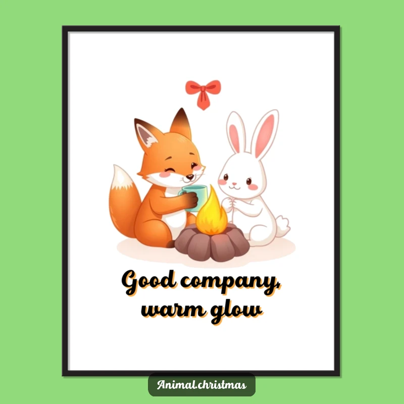 Funny Fox & Rabbit Cozy Poster - Heartwarming Winter Wall Art Gift