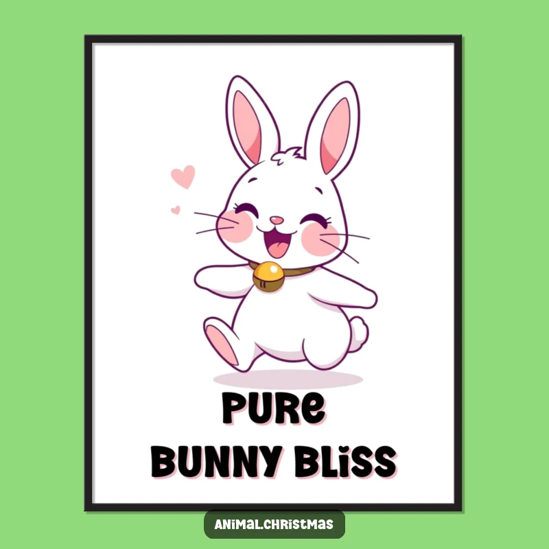 Funny Poster Excited Bunny Jingle Bells Holiday Art