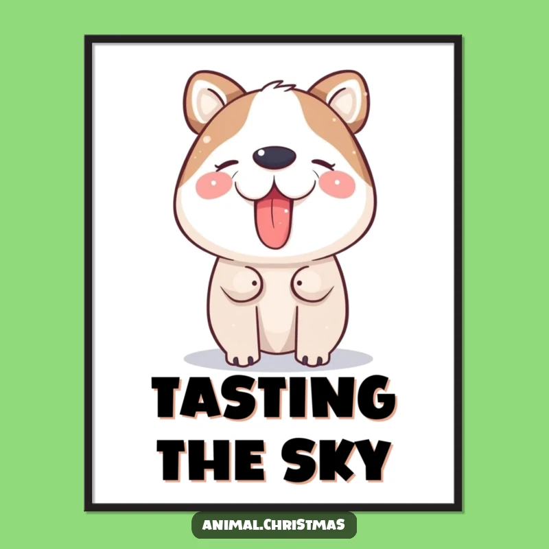 Funny Snow Catching Animal Poster: Delightful Winter Wall Art, a Perfect Comical Decor Gift!