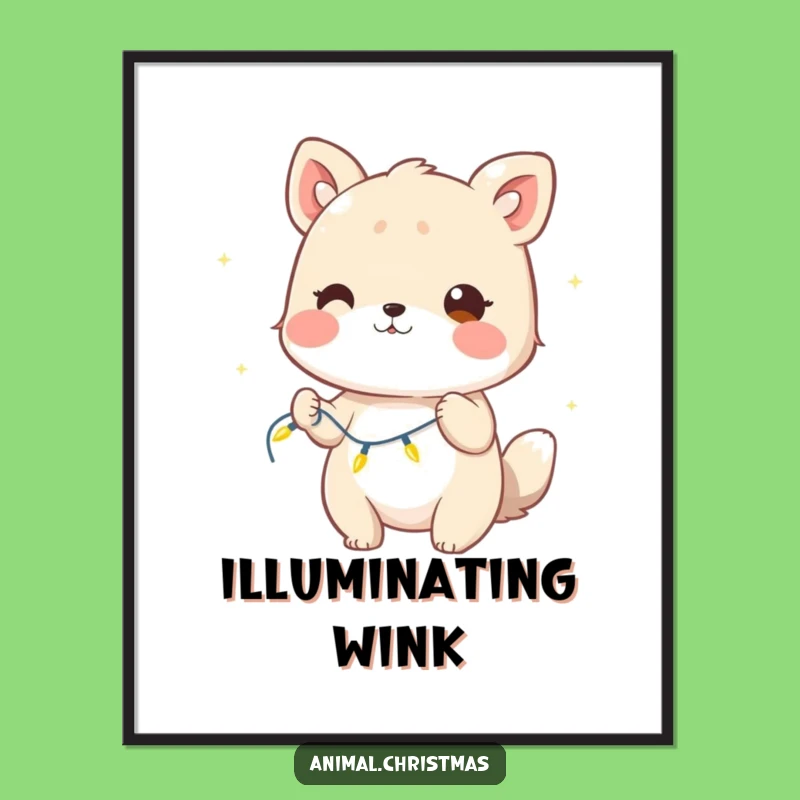 Funny Winking Animal Lights Poster: Twinkling Wall Art, a Perfect Comical Decor Gift!