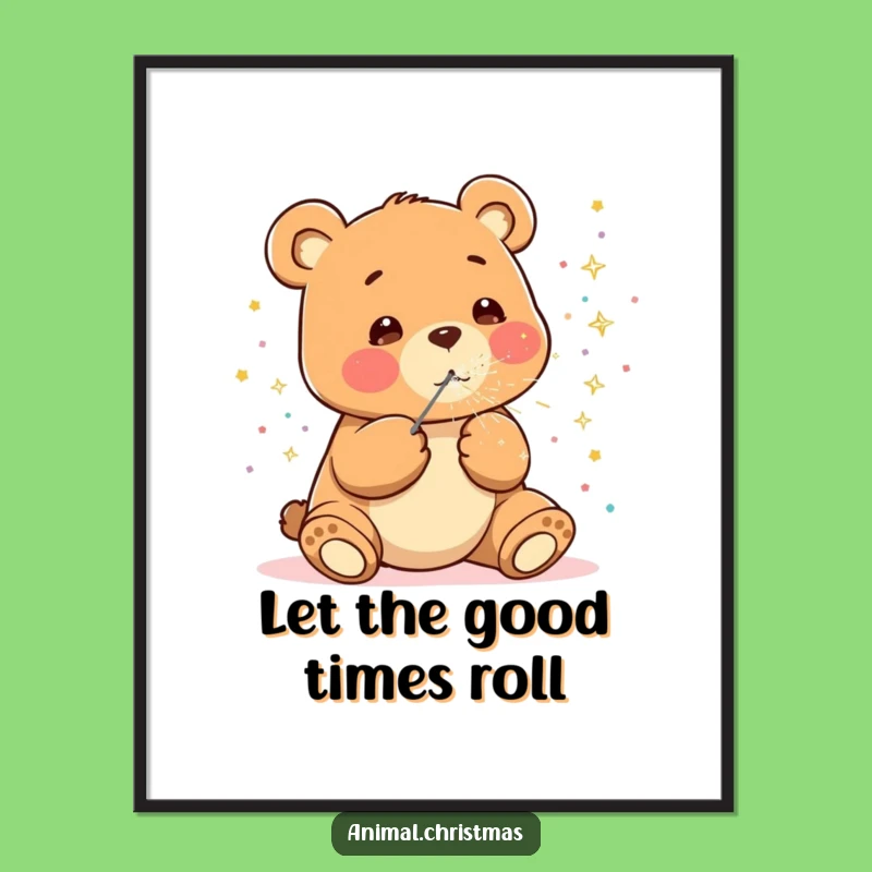 Funny Kawaii Bear Poster: Confetti Celebration - Festive Funny Gift Art