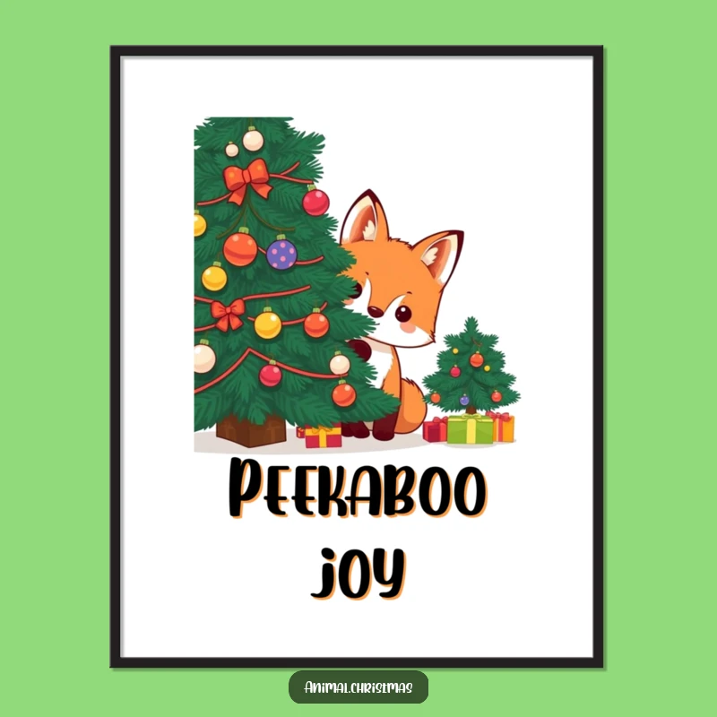 Funny Kawaii Fox Christmas Poster: Hilarious Wall Art for Festive Fun