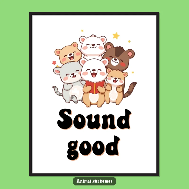 Funny Caroling Animals Poster: Festive Decor & Hilarious Gift for Music Lovers