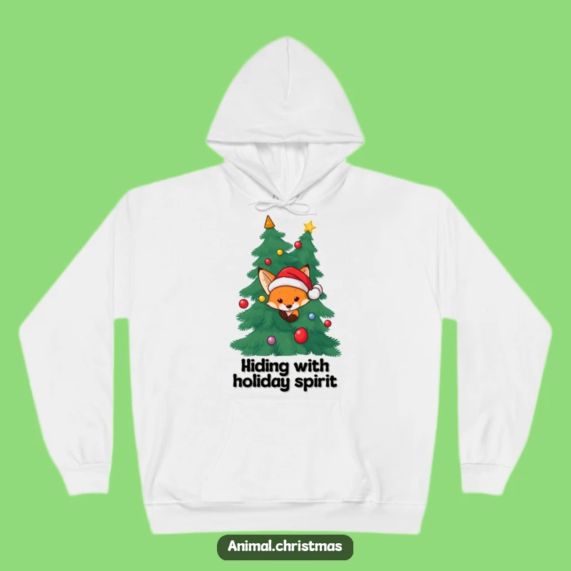 Cozy Funny Fox Hoodie - Santa Hat Christmas Peek Gift