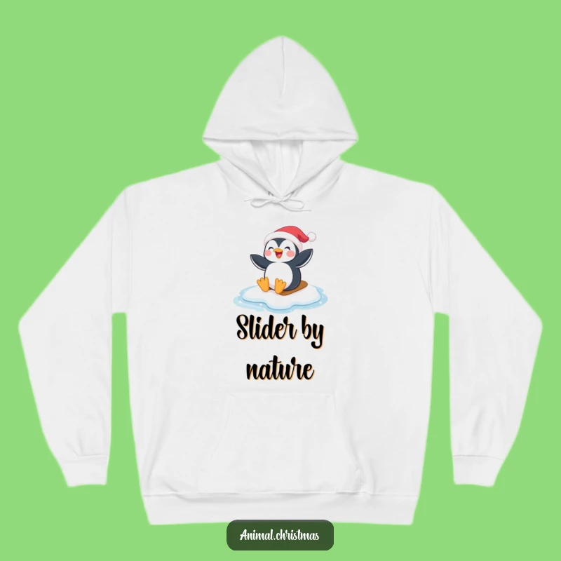 Cozy Funny Penguin Hoodie - Santa Hat Ice Slider Gift