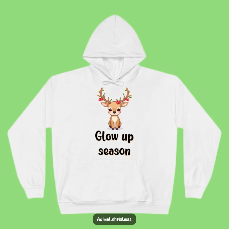 Festive Deer Antlers Hoodie: Glowing Berries for Cozy Funny Gift