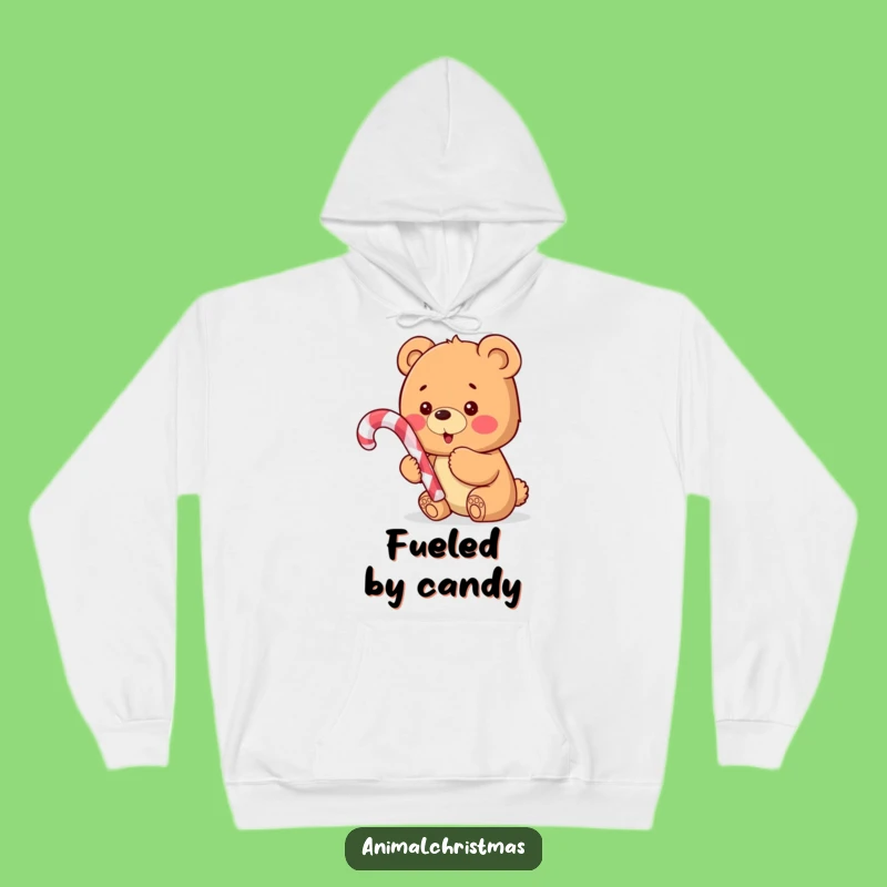 Funny Bear Cub Candy Cane Hoodie: Cozy & Excited Cub for Ultimate Funny Gift