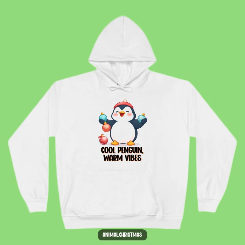 Funny Penguin Juggling Hoodie - Cozy Christmas Comfort