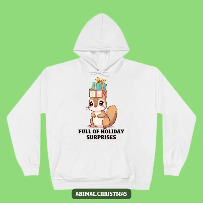 Funny Squirrel Presents Hoodie - Cozy Christmas Character Comfort