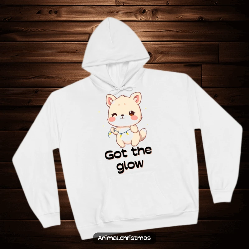 Funny Hoodie: A winking animal holding twinkling lights adds a touch of playful, festive charm to this cozy garment.