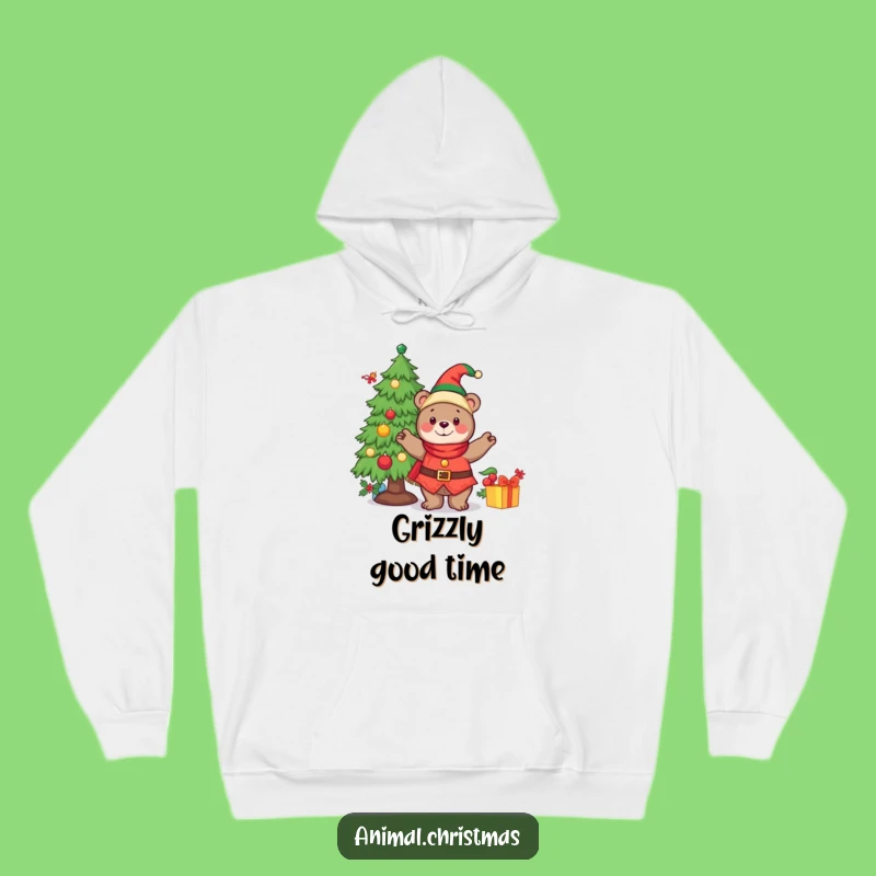 Cozy Funny Hoodie Cheerful Bear Elf Christmas Gift