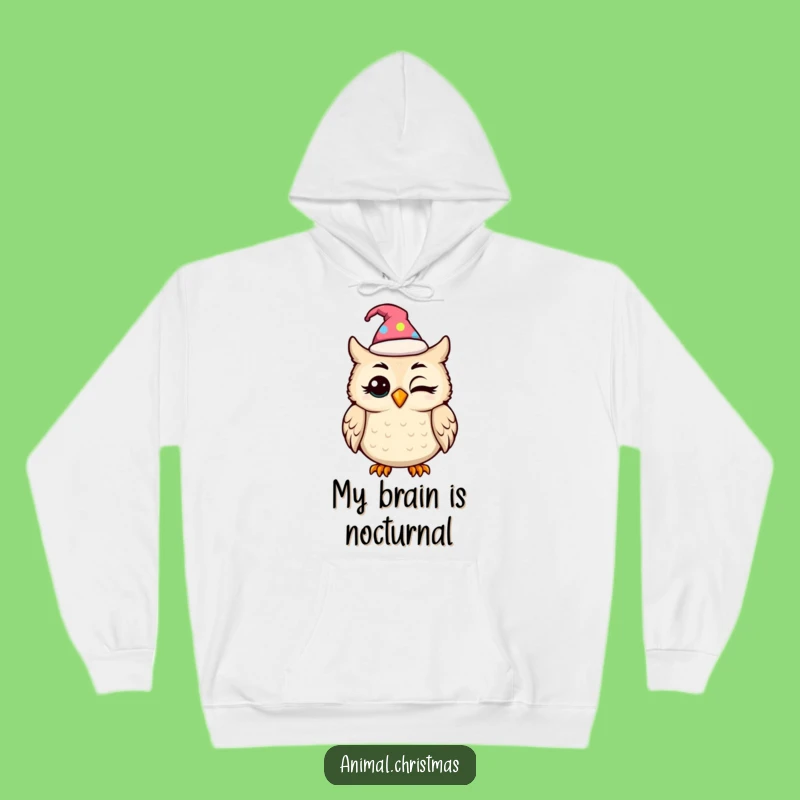 Cozy Funny Kawaii Owl Festive Hat Hoodie: Warmth and Laughter Guaranteed