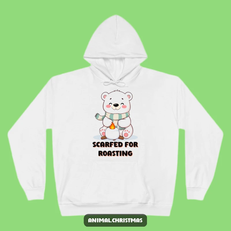 Cozy Funny Polar Bear Hoodie - Festive Marshmallow Roasting Gift