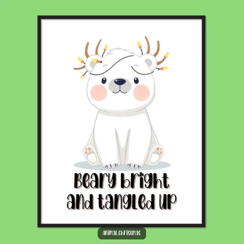 Free Printable Funny Polar Bear Wall Art: Lights Tangled Downloadable Decor