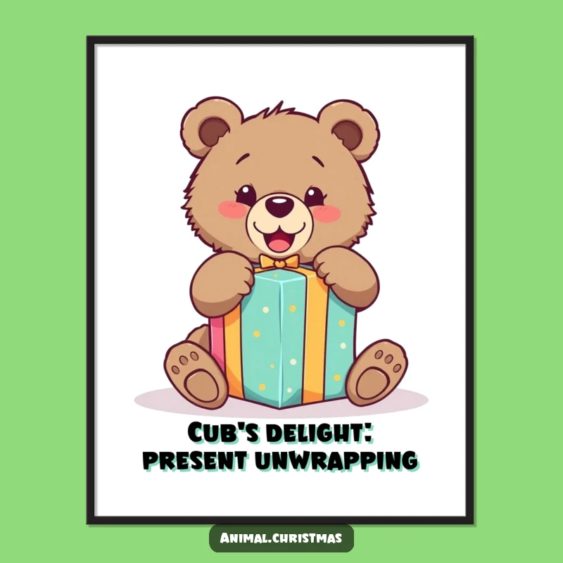 Funny Free Printable Bear Cub Wall Art: Gift Unwrap Joyful Decor