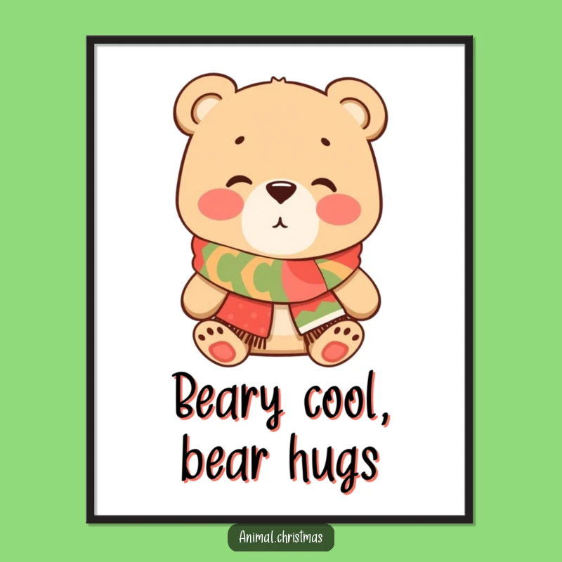 Festive Bear Wall Art: Free Printable Downloadable Gift for Cozy Holiday Vibes!