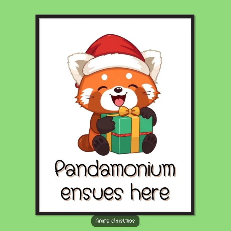 Free Printable Wall Art: Festive Red Panda Art - Downloadable Funny Decor Gift