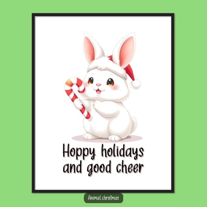 Funny Free Printable Bunny Art: Santa Hat Bunny Downloadable Wall Decor!