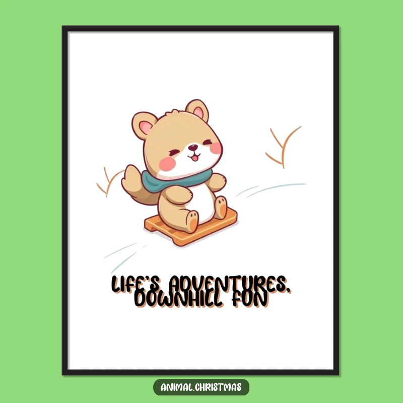 Funny Free Printable Wall Art: Animal Sledding Adventure Downloadable Decor