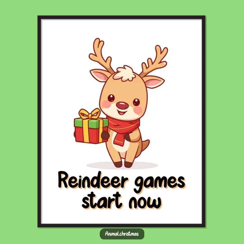 Funny Free Printable Wall Art: Cheerful Reindeer Gift Delivery Downloadable Christmas Decor