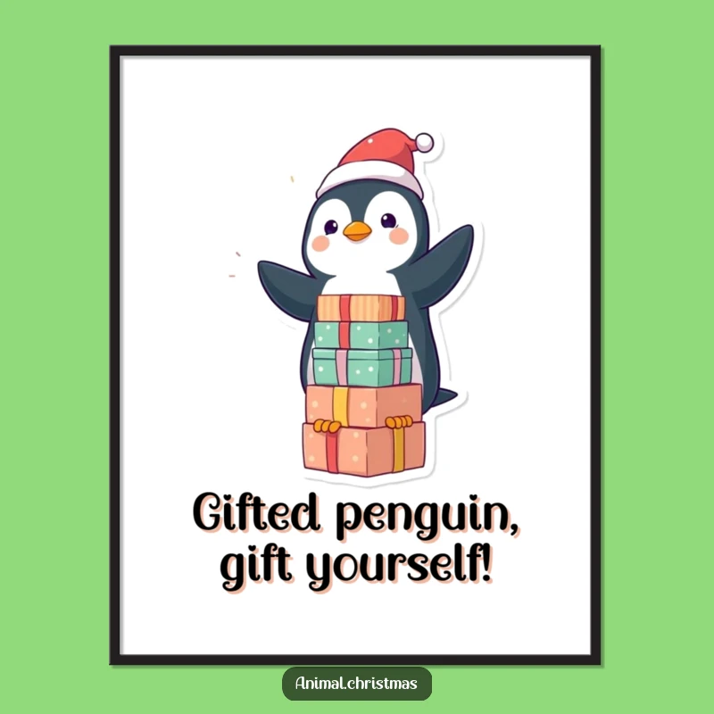 Funny Free Printable Wall Art: Penguin Balancing Gifts DIY Downloadable Decor