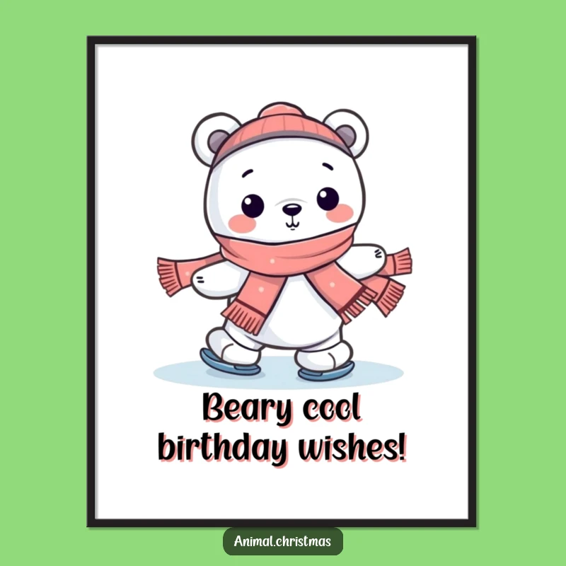 Funny Free Printable Wall Art: Polar Bear Ice Skating DIY Downloadable Decor