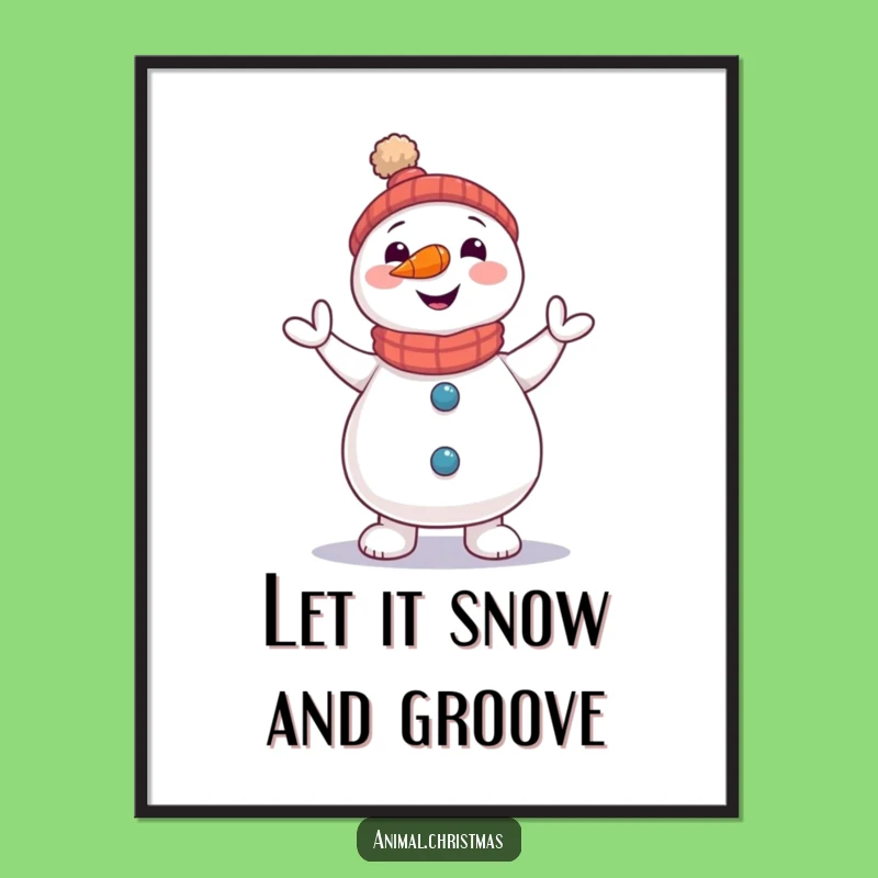 Funny Free Printable Wall Art: Snowman Jig Downloadable Winter Decor