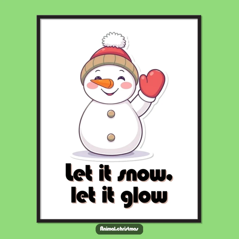 Funny Free Printable Wall Art: Cheerful Snowman Waving, Whimsical Downloadable Art for Cozy Homes!