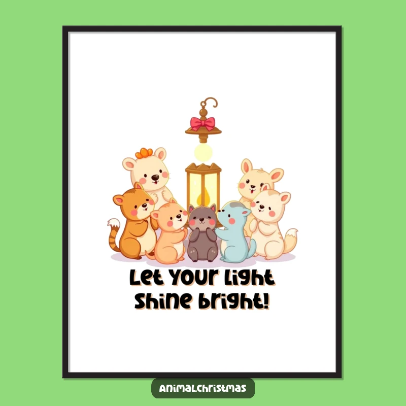 Funny Printable Wall Art: Animal Carolers Lantern - Festive Downloadable Decor